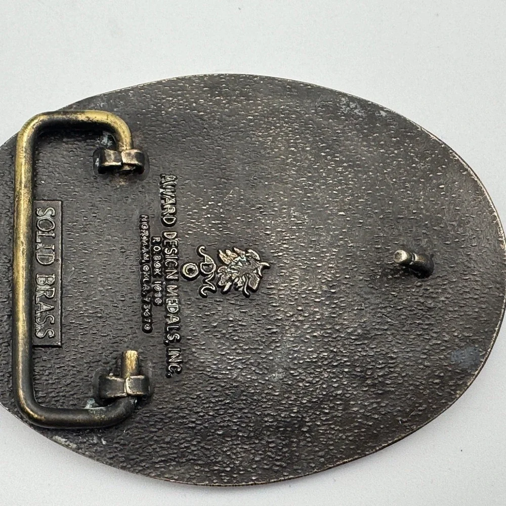 Vintage BC Manufacturing Inc Solid Brass Belt Buckle Award Design Medals Oil Gas